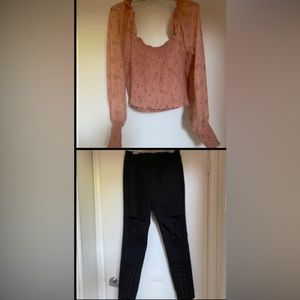 Fashion Nova Stylish Black Jeans S 2X & Forever 21 Crop Top S2X